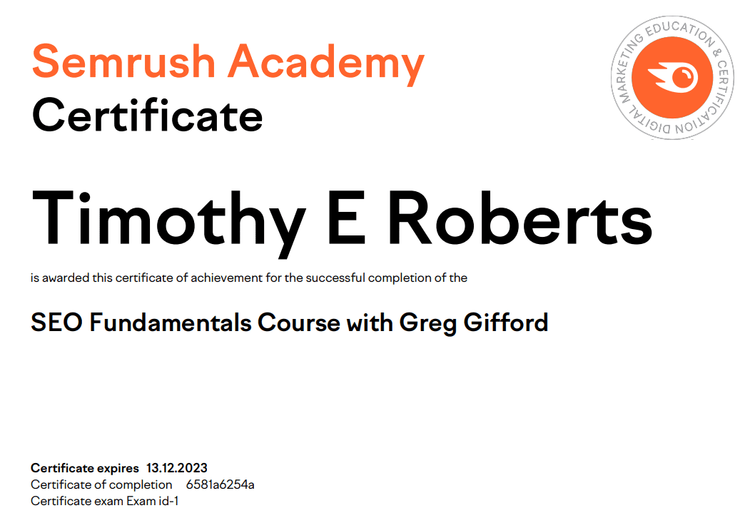 seoFundamentals SEO Fundamentals Cources